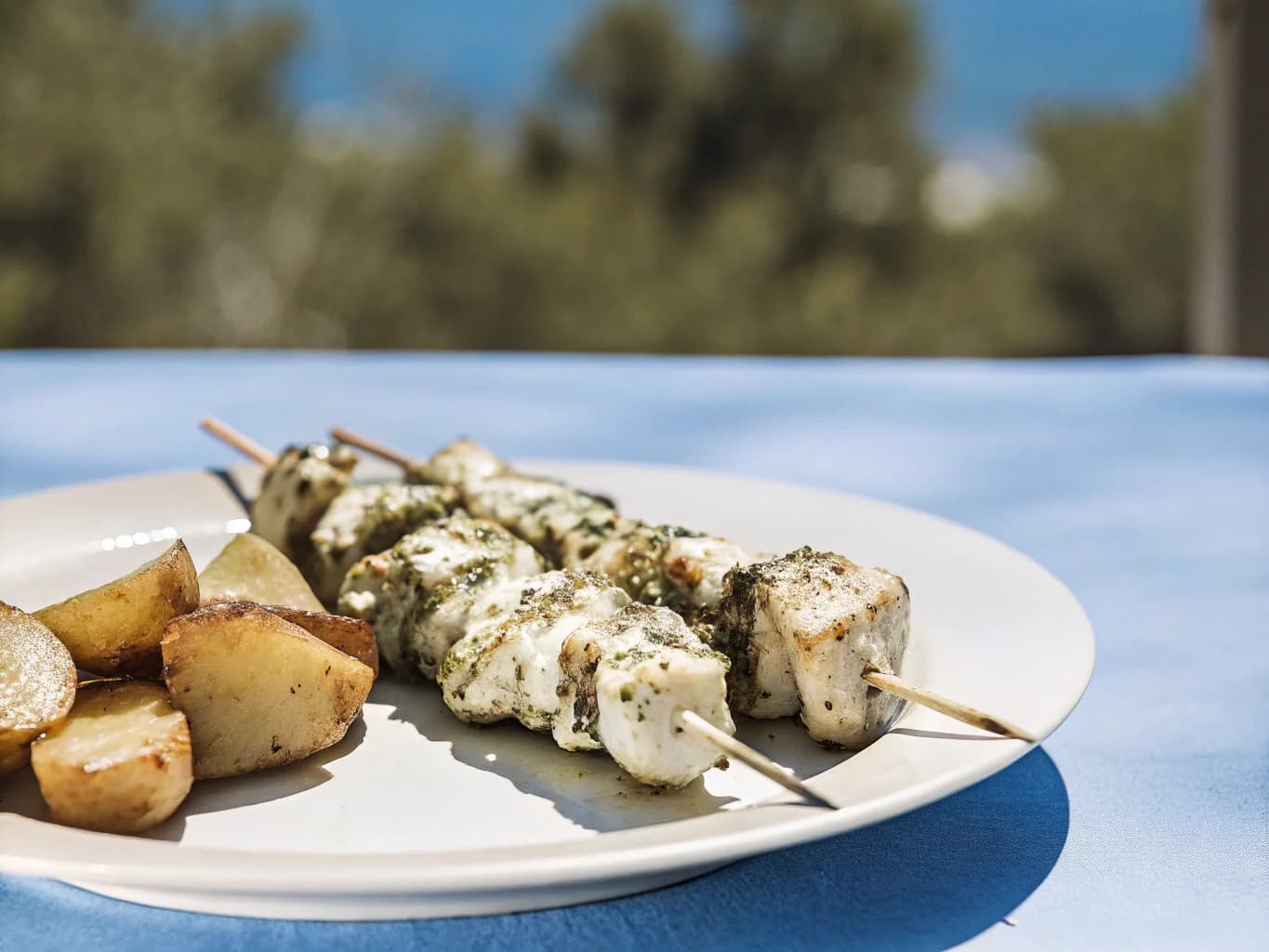Pileći souvlaki s limun-krumpirom — gotovo jelo